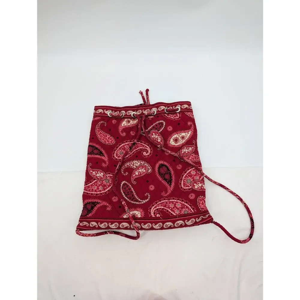 Vera Bradley Retired Mesa Red Pattern Drawstring Backback Bandana Print Festival